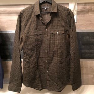 John varvatos plaid green button up shirt M